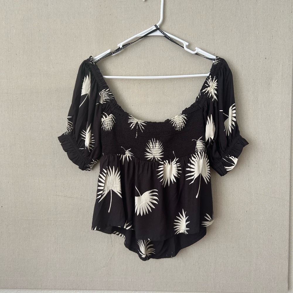 Volcom Black Palm Print Blouse